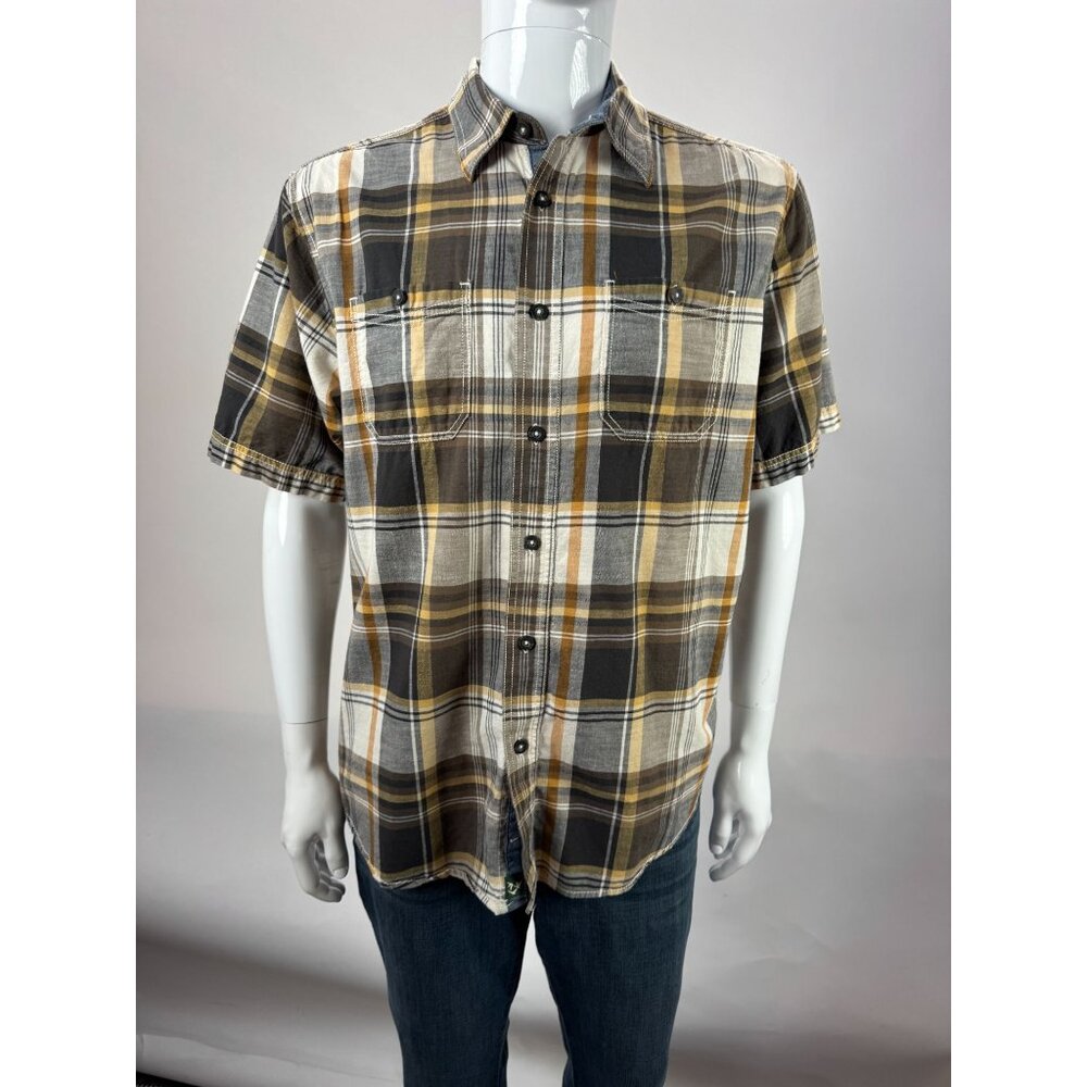 Outdoor Life Mens Plaid Short Sleeve Button-Up Shirt Medium 100% Cotton Made In